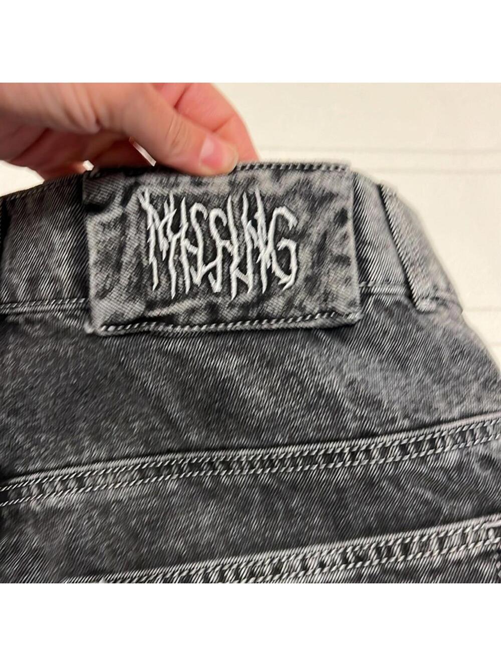 NWOT Missing Purpose Acid Wash Baggy Wide Leg Jeans Men's Large Streetwear Y2K - Picture 4 of 9